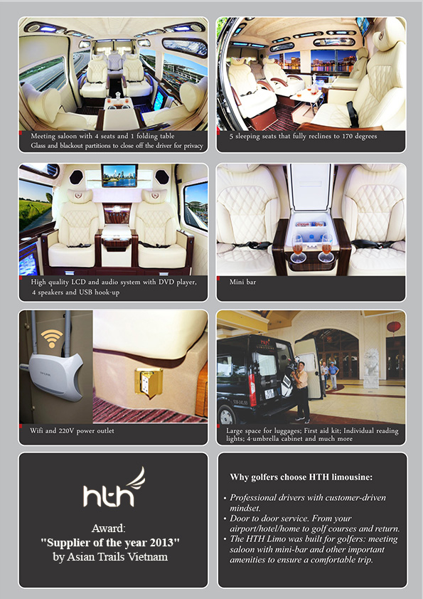 Chi tiết thiết bị và tiện nghi xe HTH transit dcar limousine